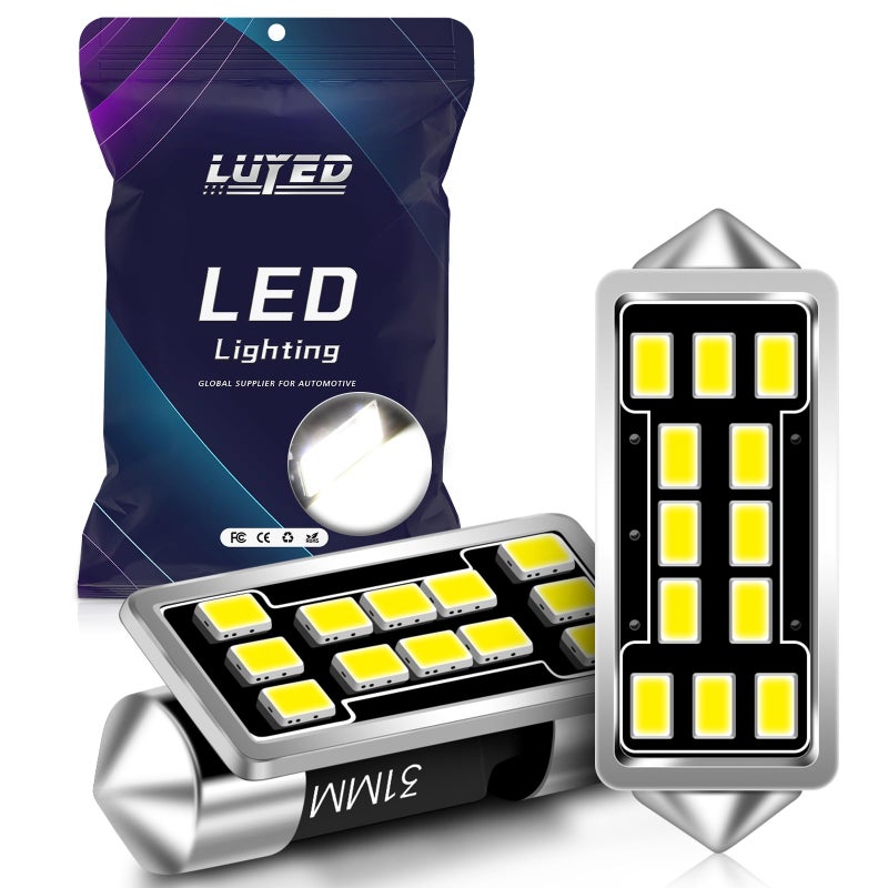 LUYED DE3175 DE3021 LED Dome Light Bulbs 640 Lumens Extremely Bright 3020 12-EX Chipsets 1.25 inches 31mm DE3022 3175 LED Bulbs for Interior Map Door Lights,Xenon Whiteï¼ŒPack of 2 - Image 1